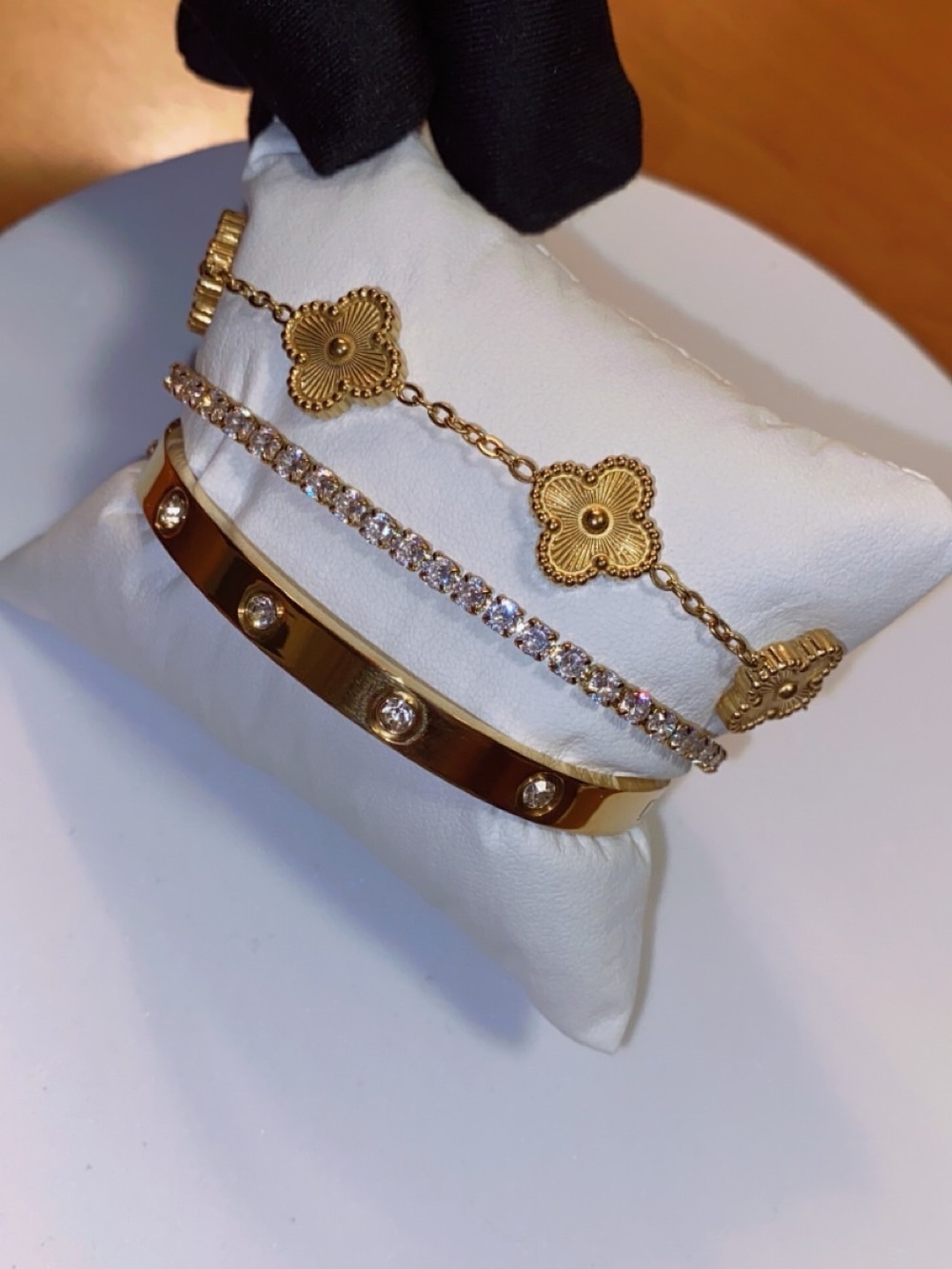 3PC Lucky Clover Tennis Bracelet Set